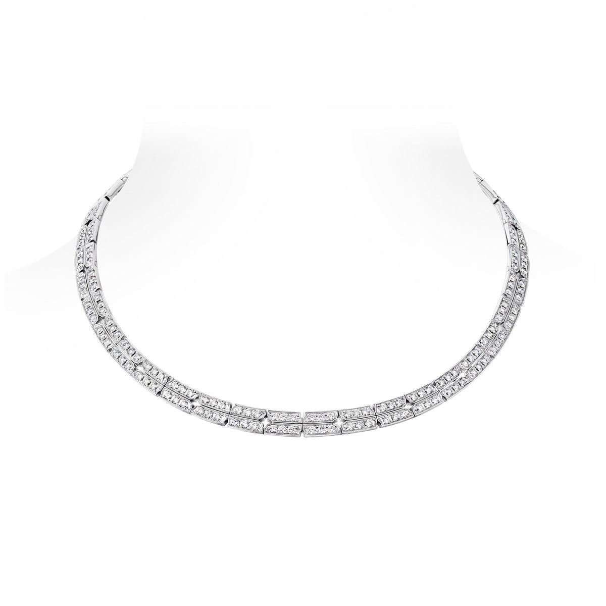 Tumbler Necklace, White Gold and Diamonds