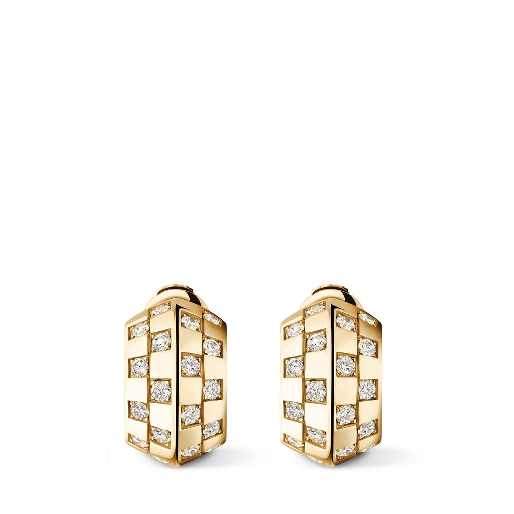 Le Damier de Louis Vuitton Double Hoops, Yellow Gold and Diamonds
