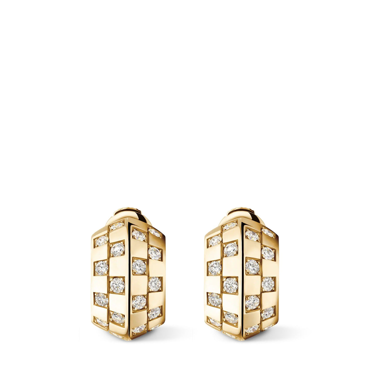 Le Damier de Louis Vuitton Double Hoops, Yellow Gold and Diamonds
