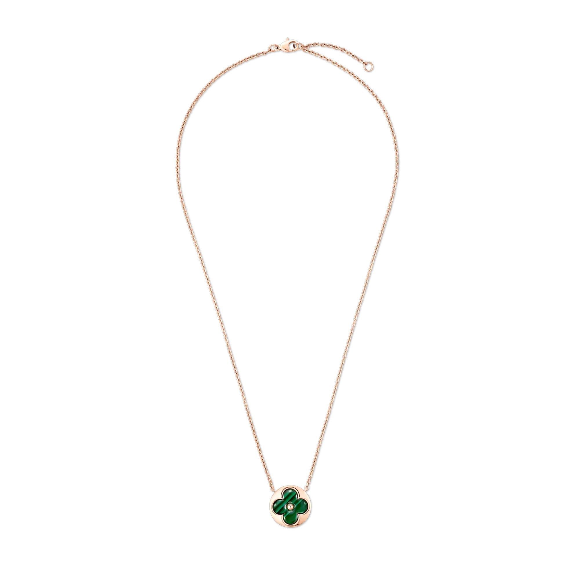 Color Blossom M Sun Pendant, Pink Gold and Malachite