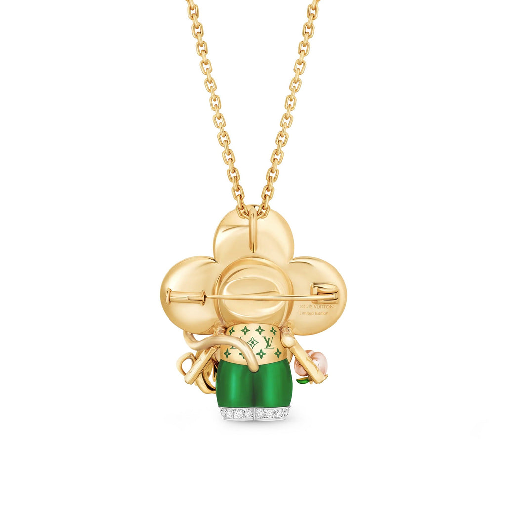 Vivienne Monkey Pendant, 3 Golds, Lacquer, Diamonds & Colored Gemstones
