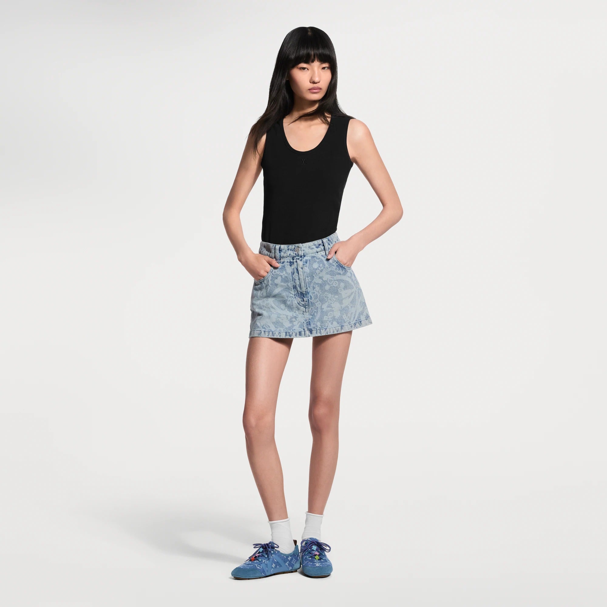 LV Bloom Denim Mini Skirt