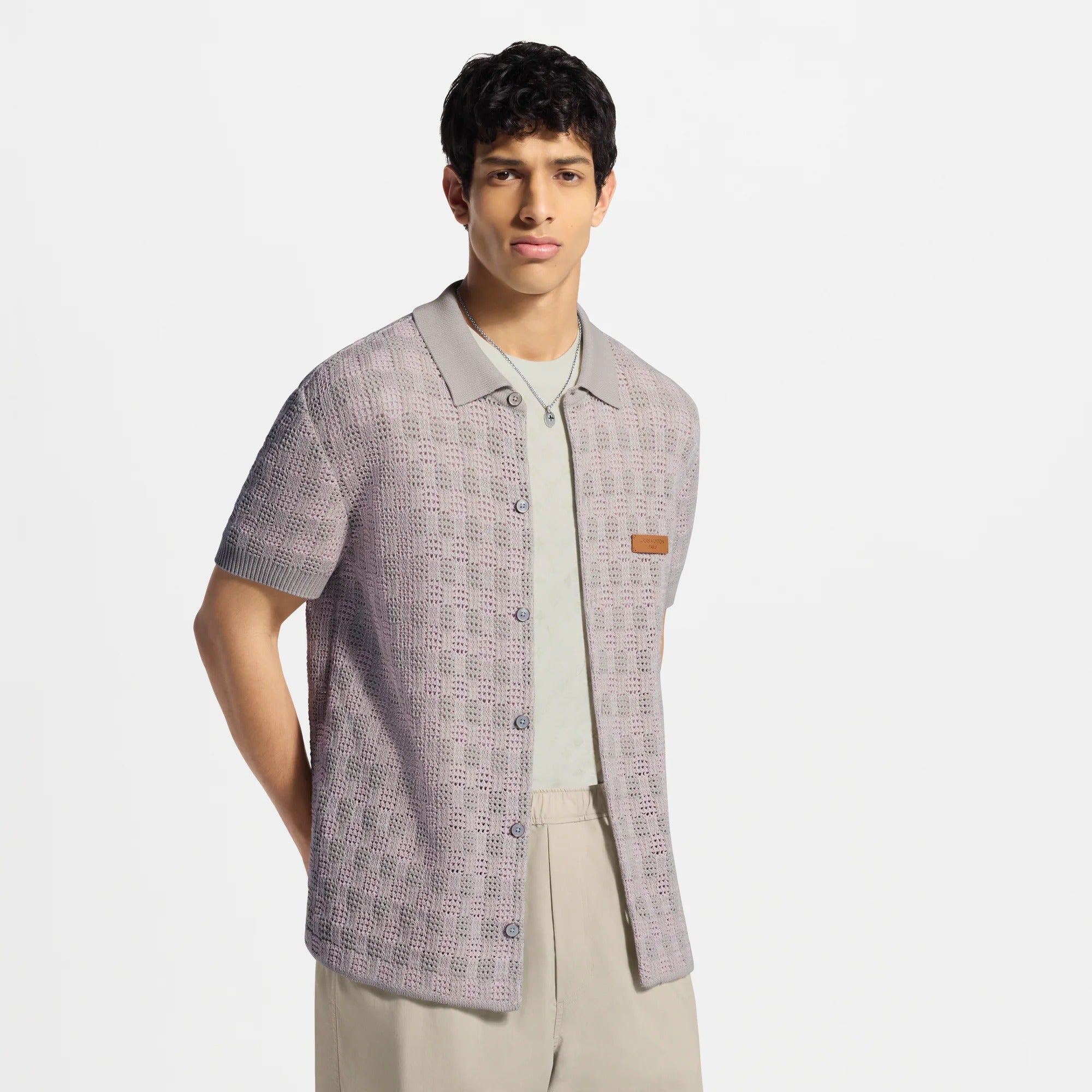 Tweedy Jacquard Short-Sleeved Shirt