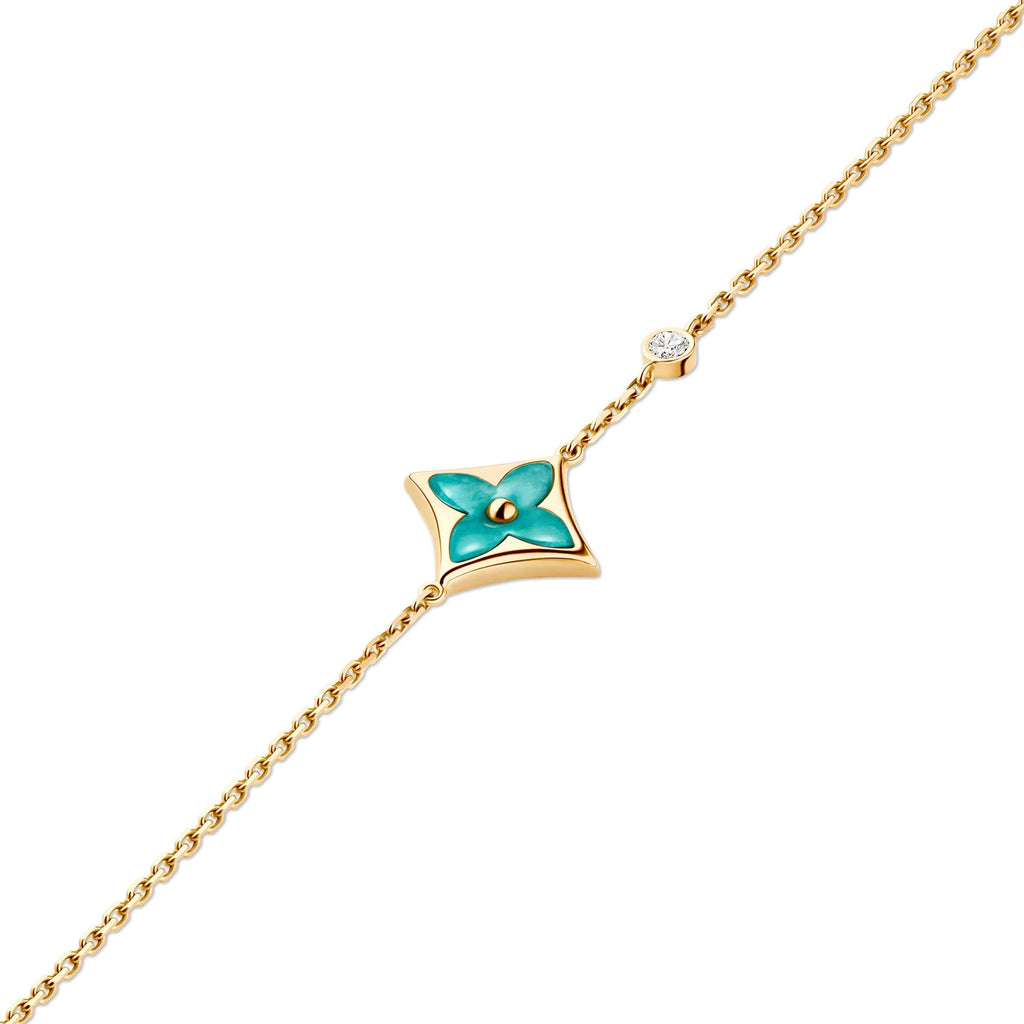 Color Blossom BB Star Bracelet, Yellow Gold, Amazonite and Diamond