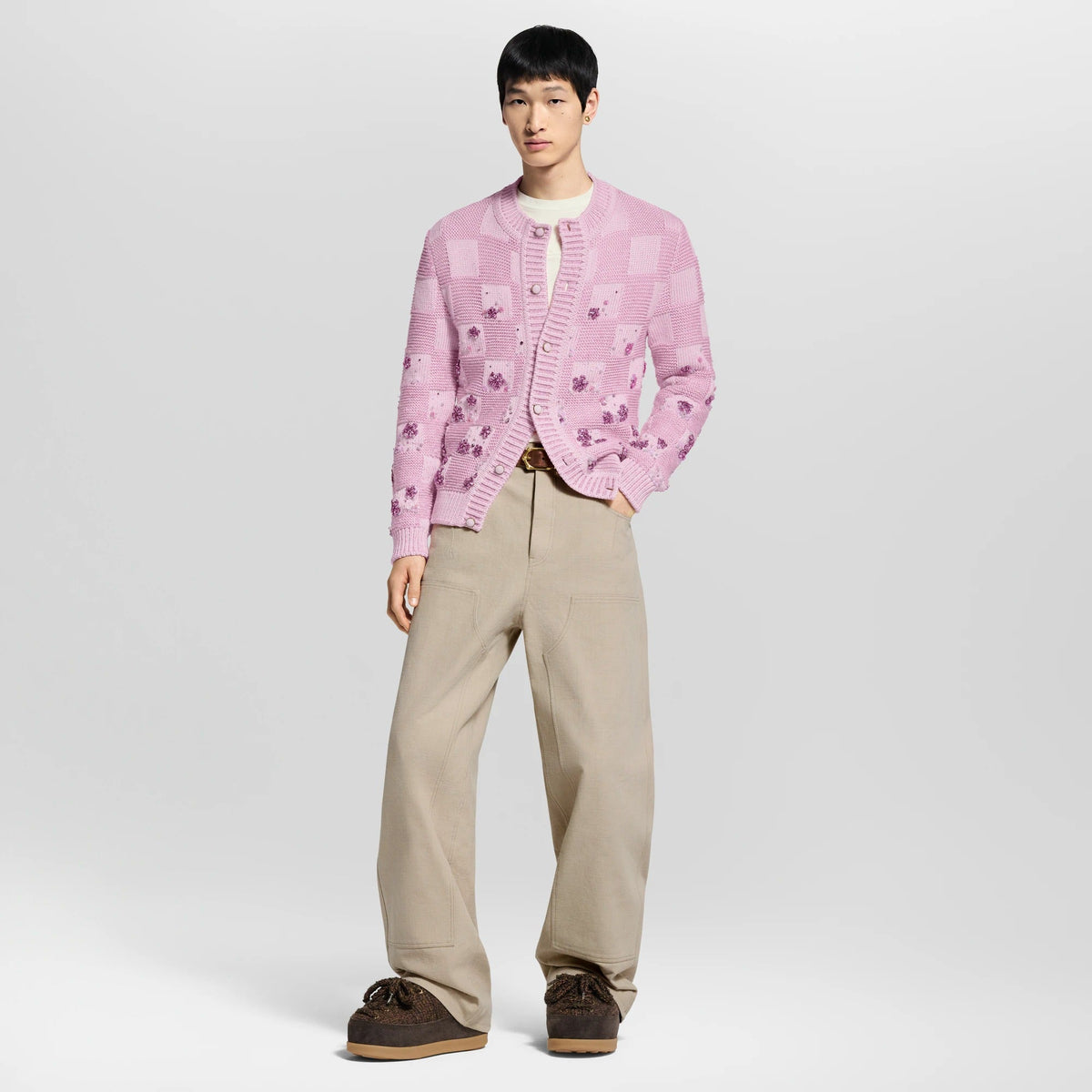 Damier Embroidered Cardigan
