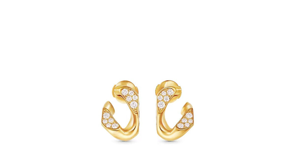 Cuban Chain Earrings, Yellow Gold and Diamonds