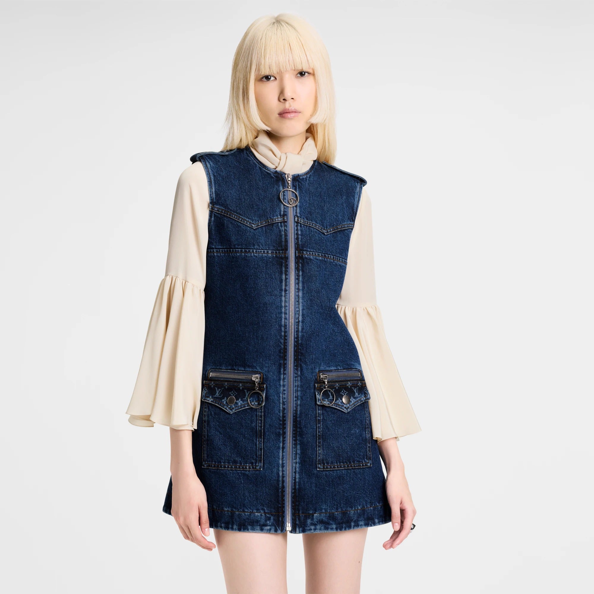 Raw Denim Zip-Up Dress