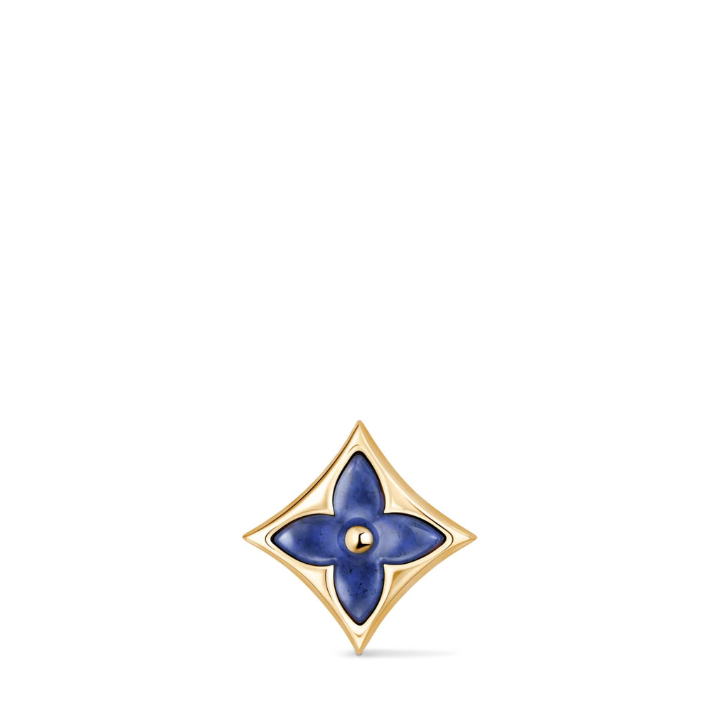 Color Blossom BB Star Earstud, Yellow Gold and Sodalite - per unit