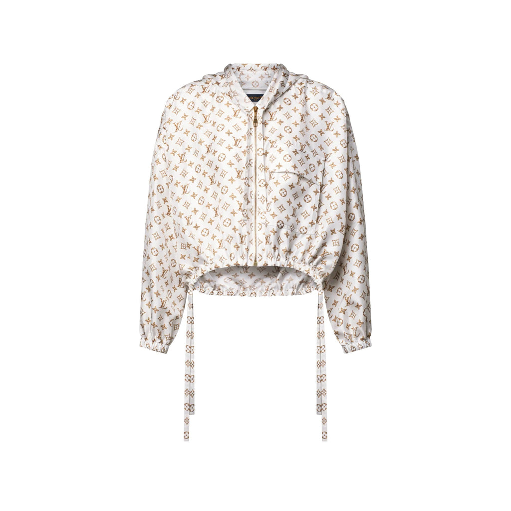 Woven Monogram Print Drawstring Jacket
