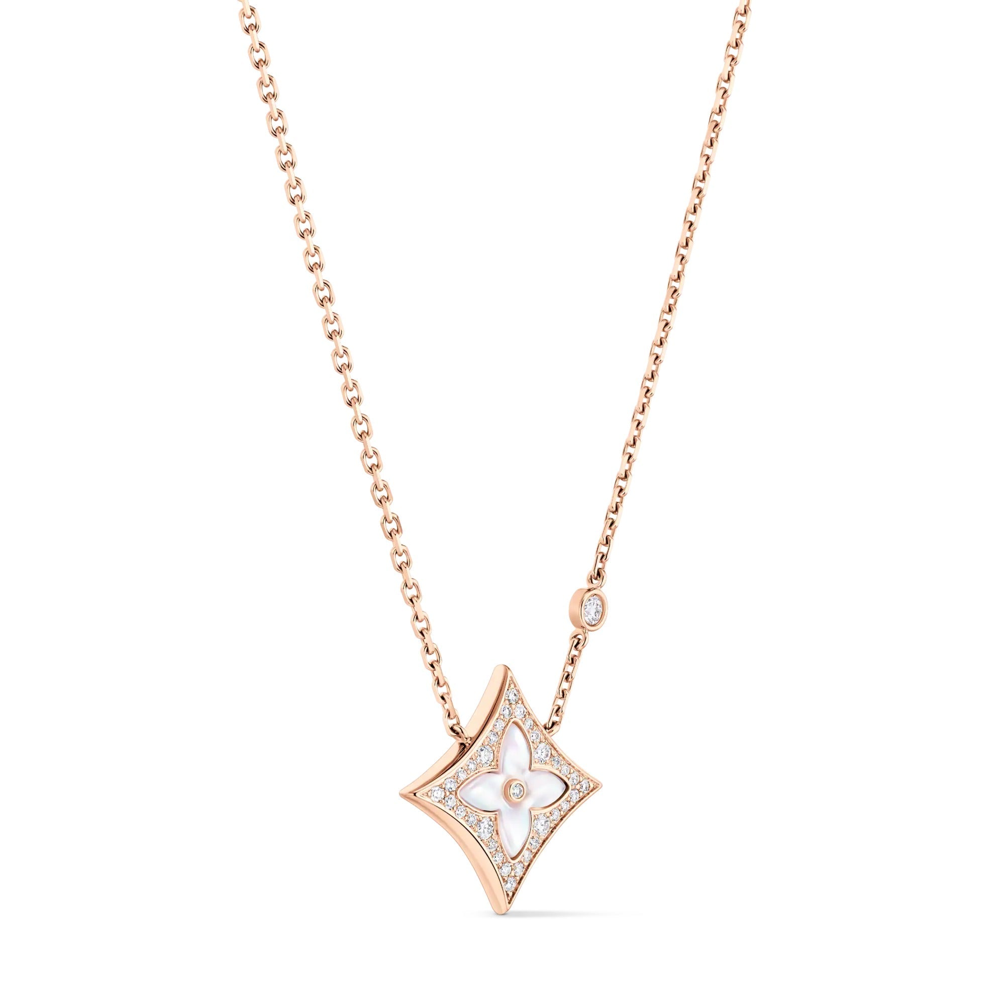Color Blossom M Star Pendant, Pink Gold, White Mother-of-Pearl and Diamonds