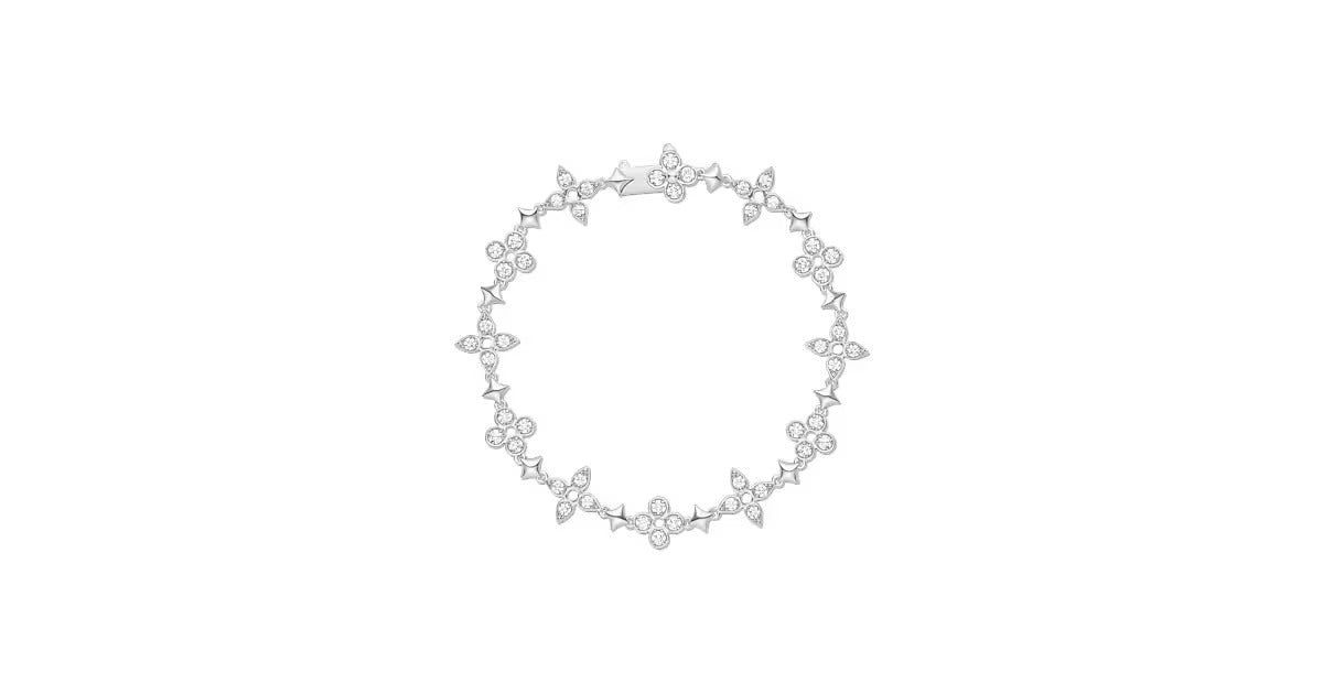 Dentelle One Row Bracelet, White Gold And Diamonds
