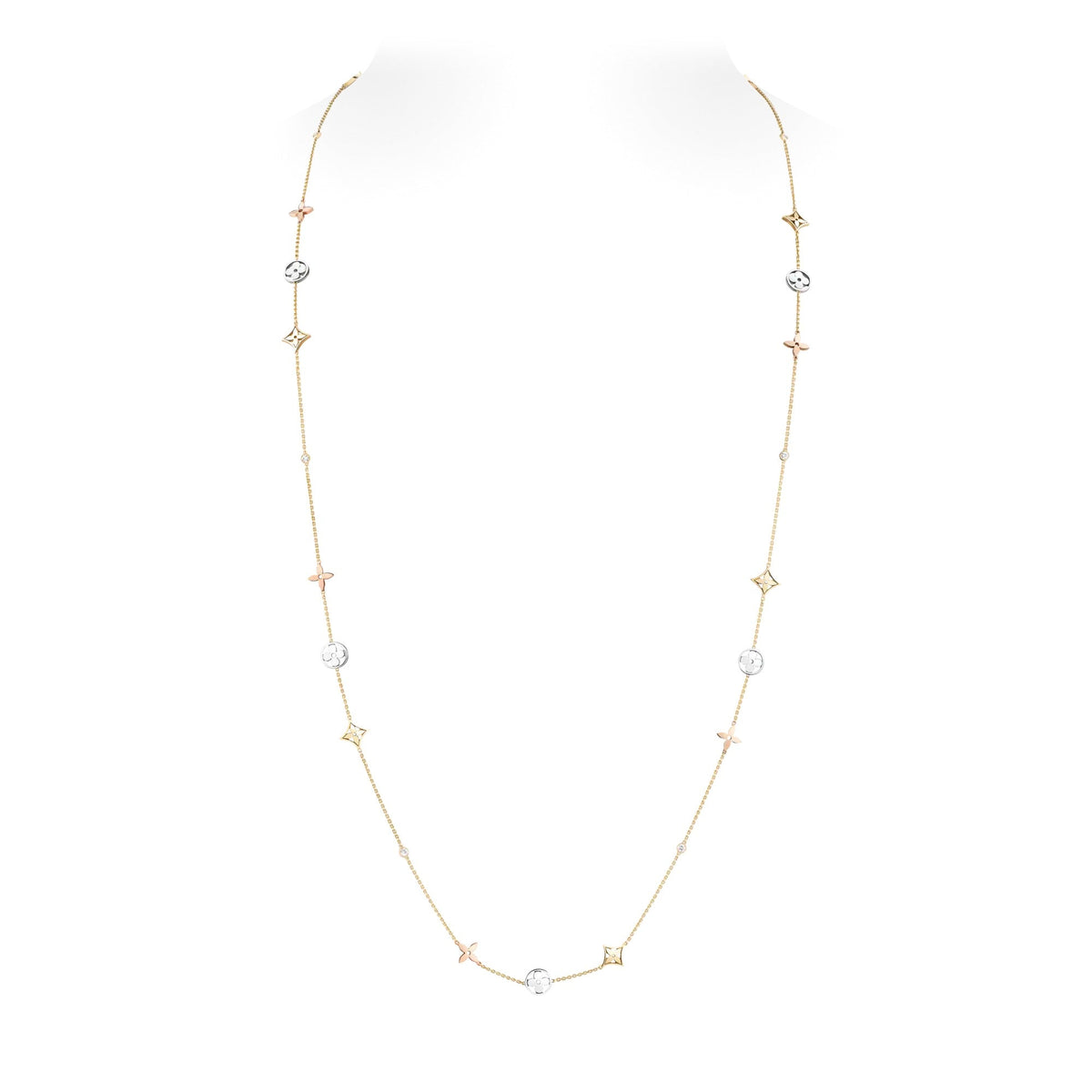 Idylle Blossom sautoir, 3 golds and diamonds