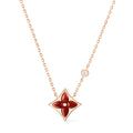 Color Blossom BB Star Pendant, Pink Gold, Cornelian and Diamond