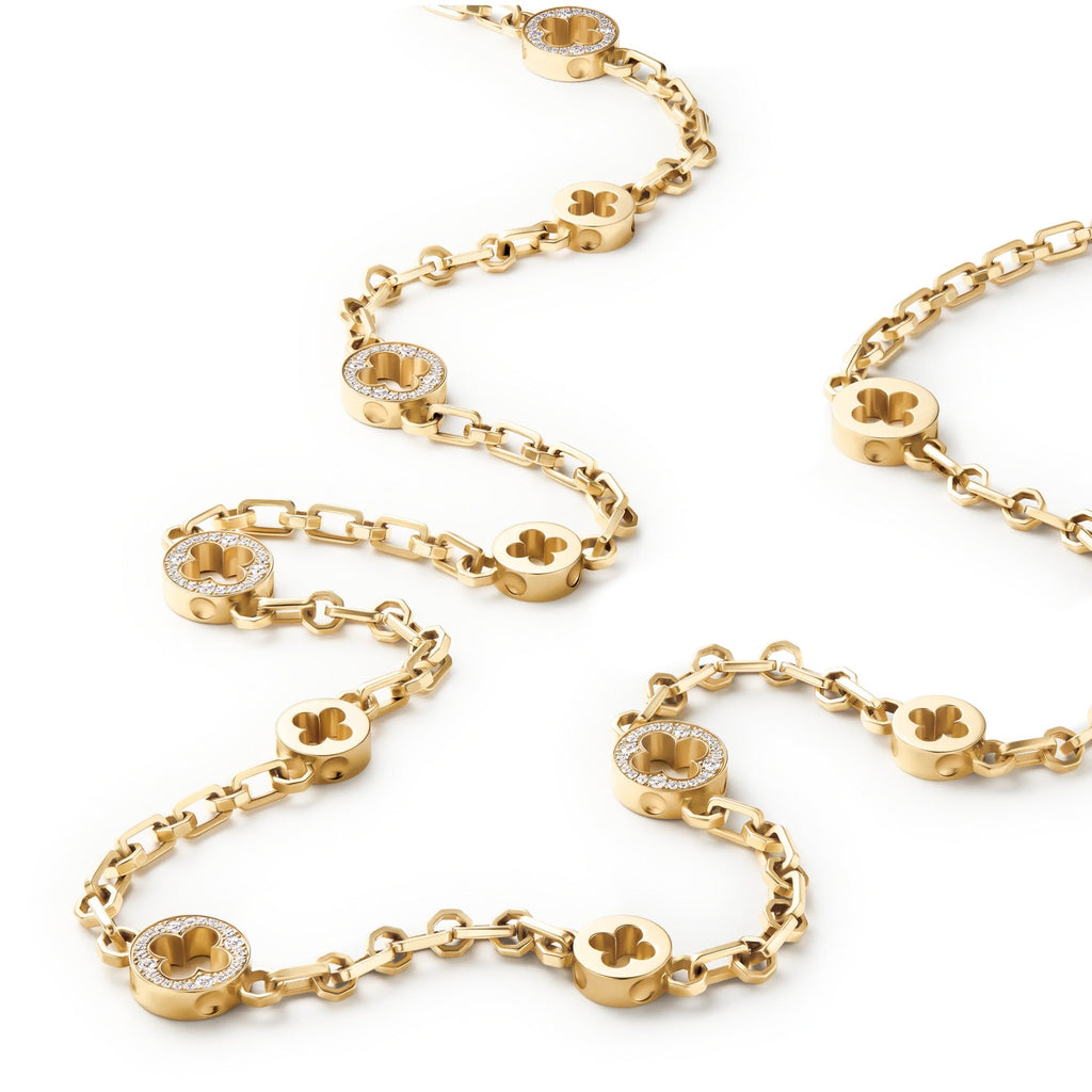 Empreinte Transformable Long Necklace, Yellow Gold and Diamonds