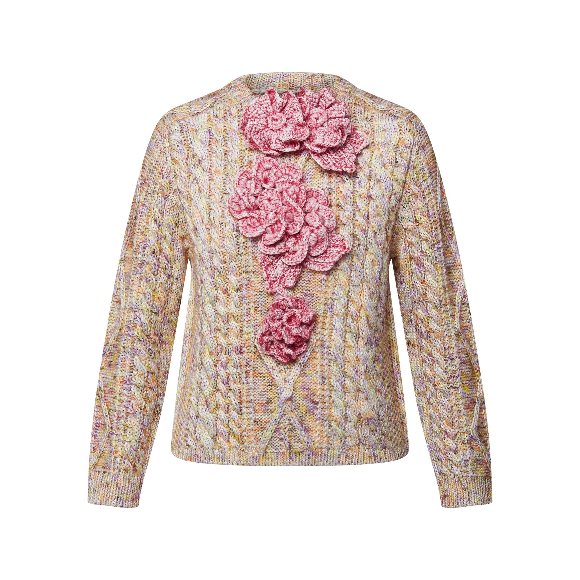 Knitted Flower Front Pullover