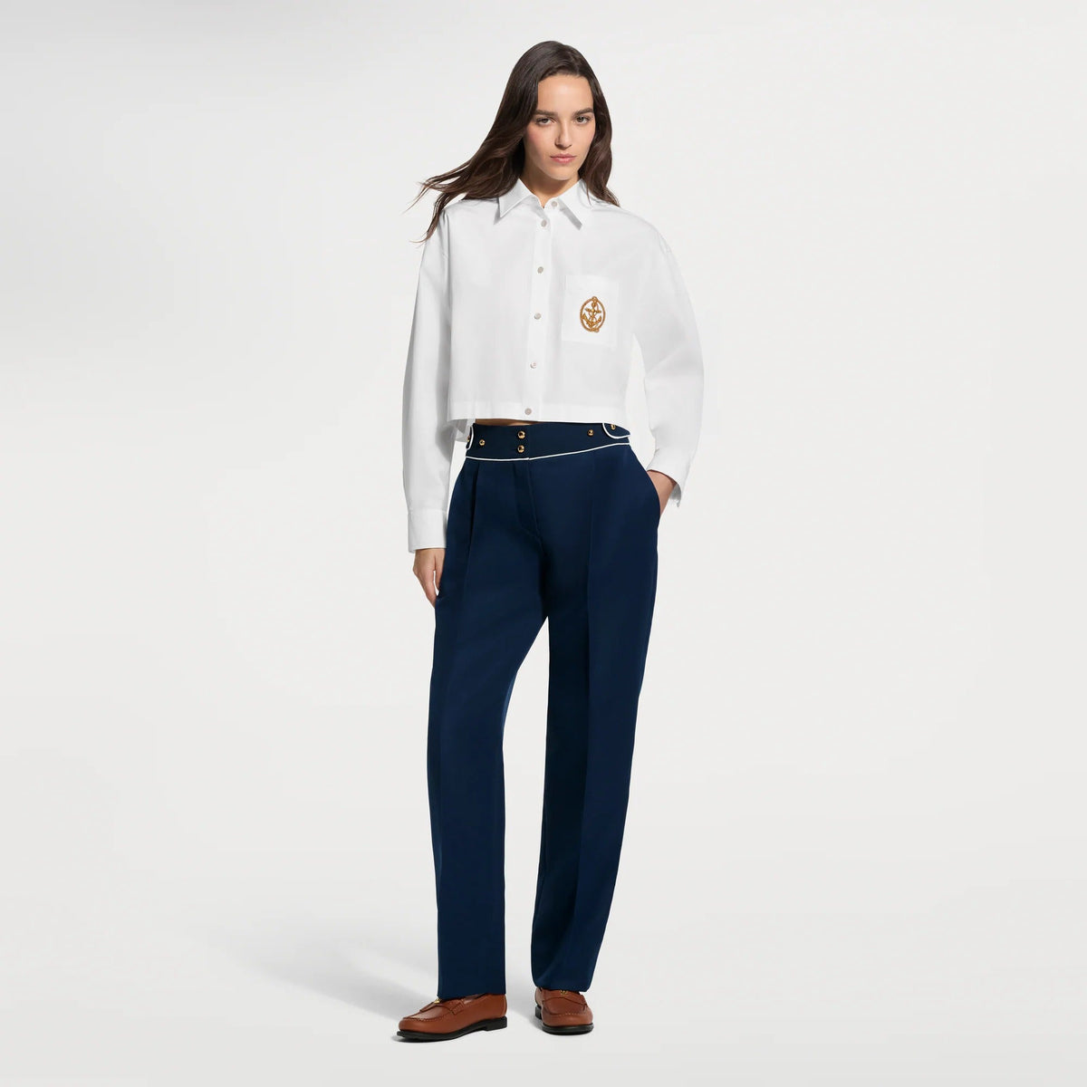 Anchor Patch Cropped Shirt