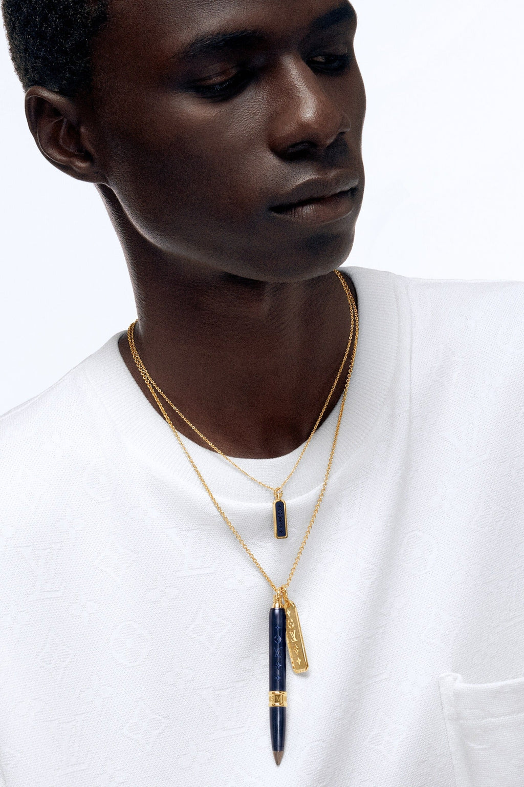 Les Gastons Vuitton Designer Pendant, Yellow Gold and Blue Titanium