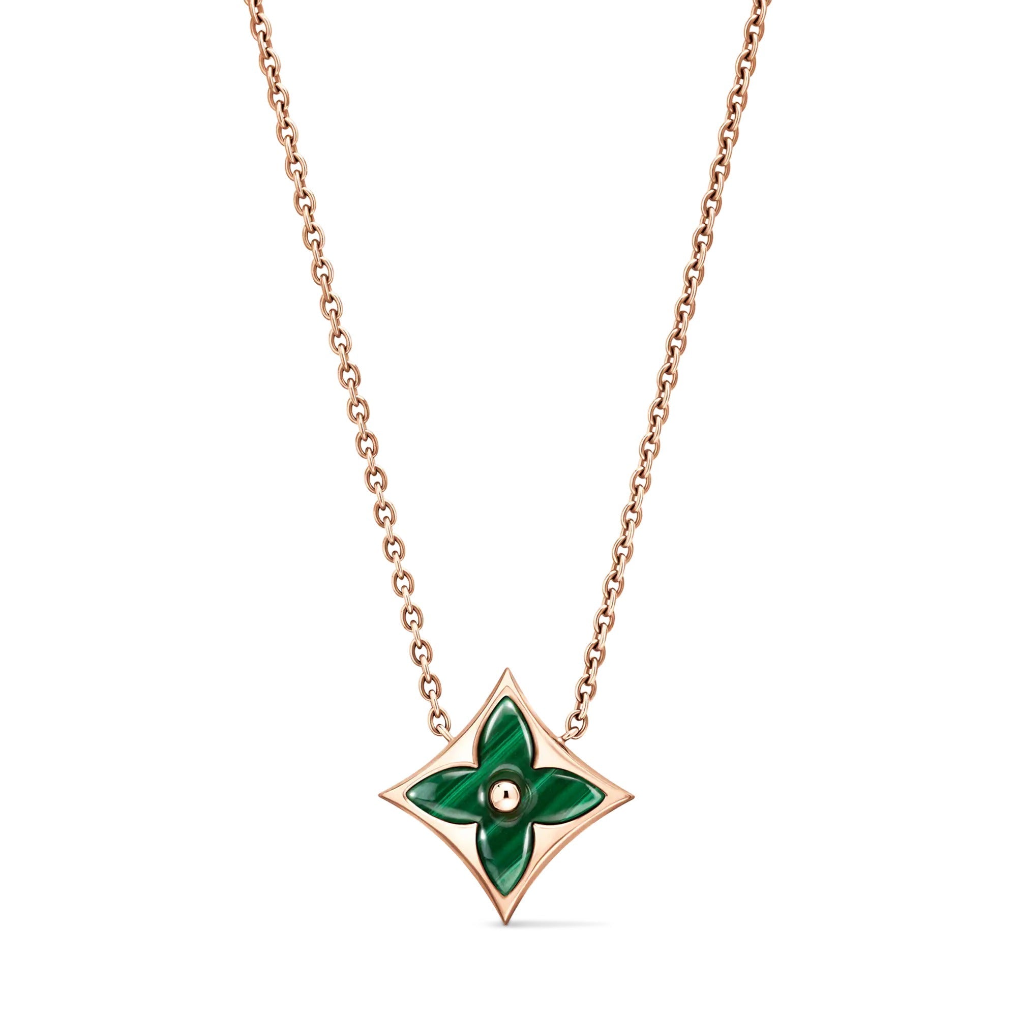 Color Blossom M Star Pendant, Pink Gold and Malachite