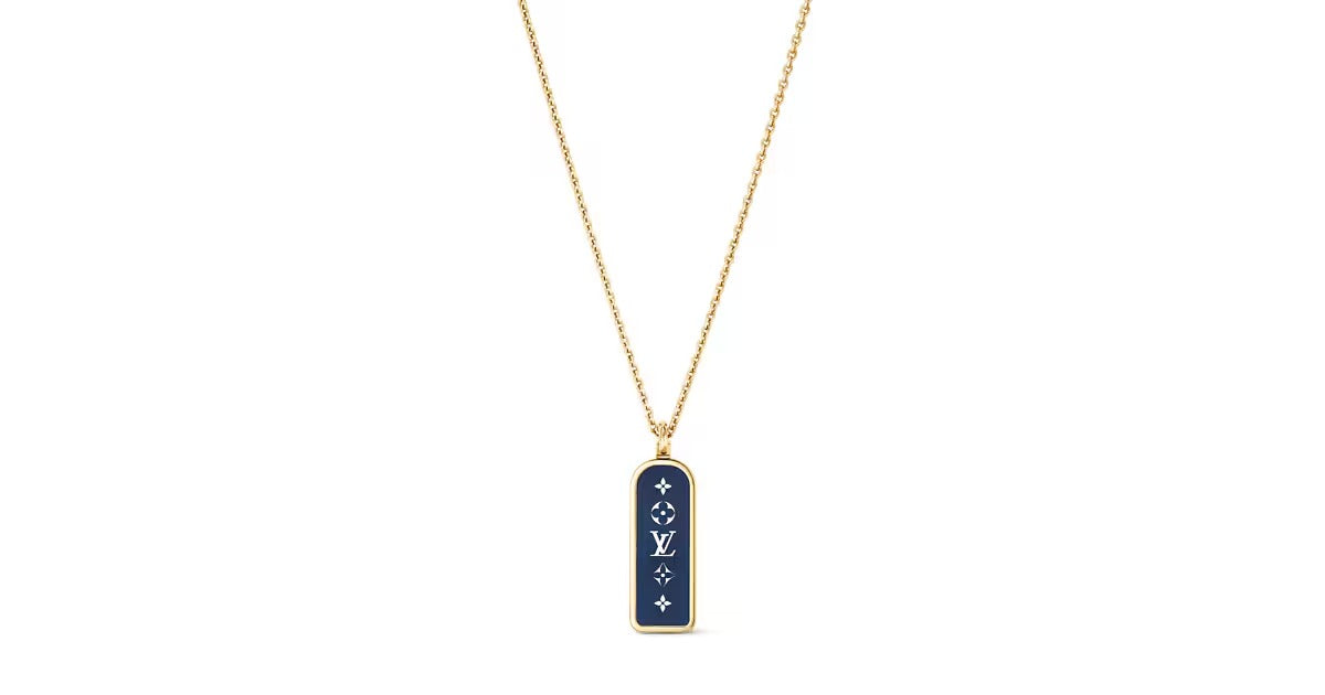 Les Gastons Vuitton Small Tag Pendant, Yellow Gold and Blue Titanium