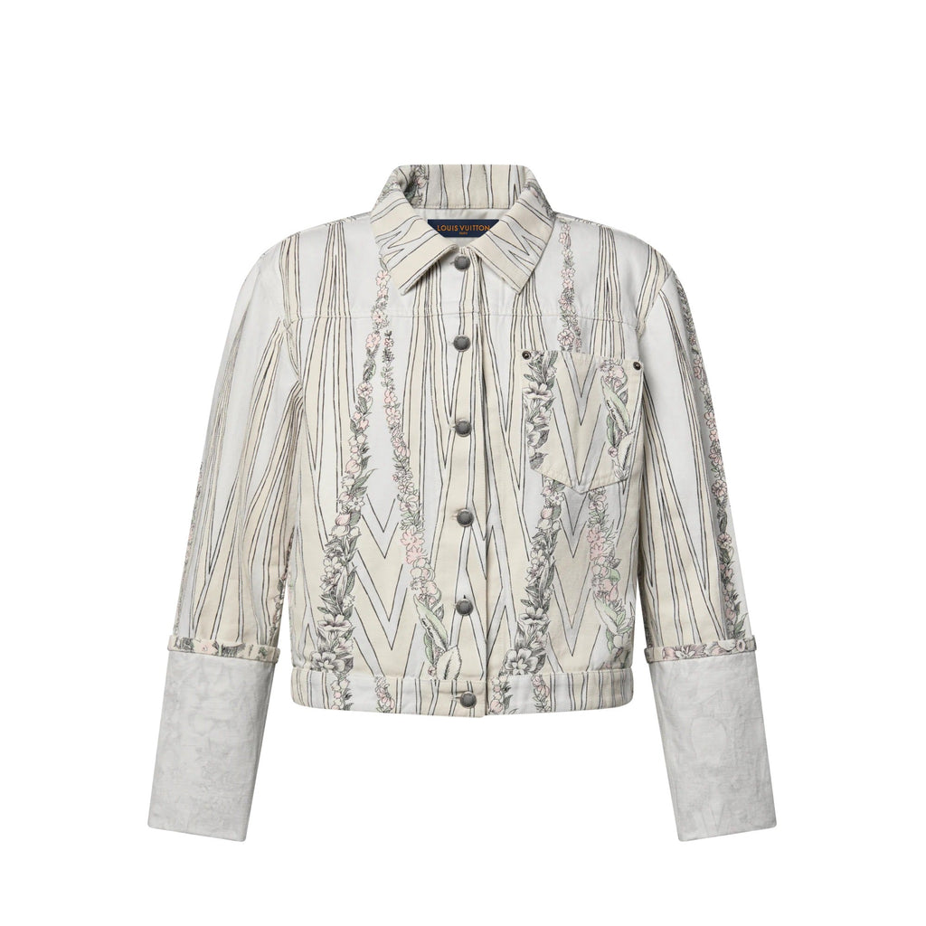 Floral Wallpaper Print Denim Jacket