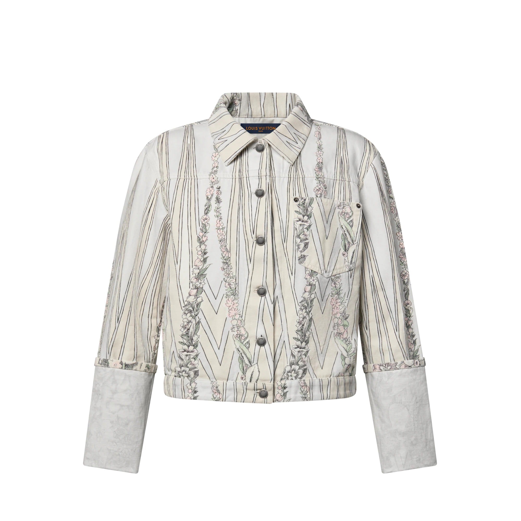 Floral Wallpaper Print Denim Jacket