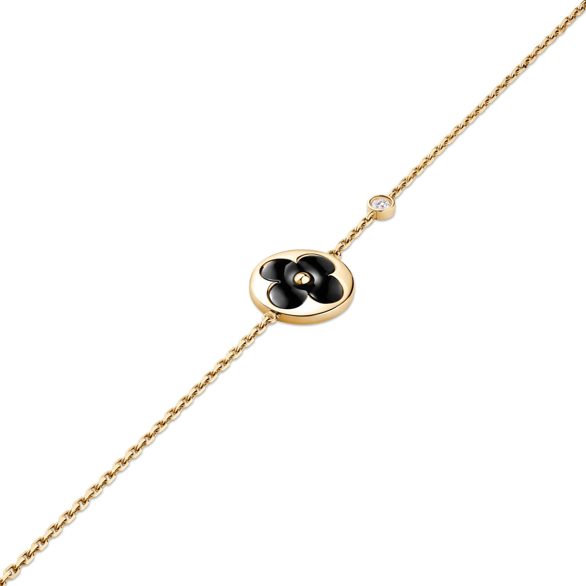 Color Blossom BB Sun Bracelet, Yellow Gold, Onyx and Diamond
