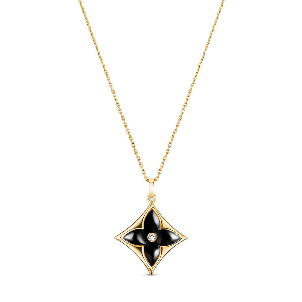 Color Blossom XL Star Medallion, Yellow Gold, Onyx and Diamond