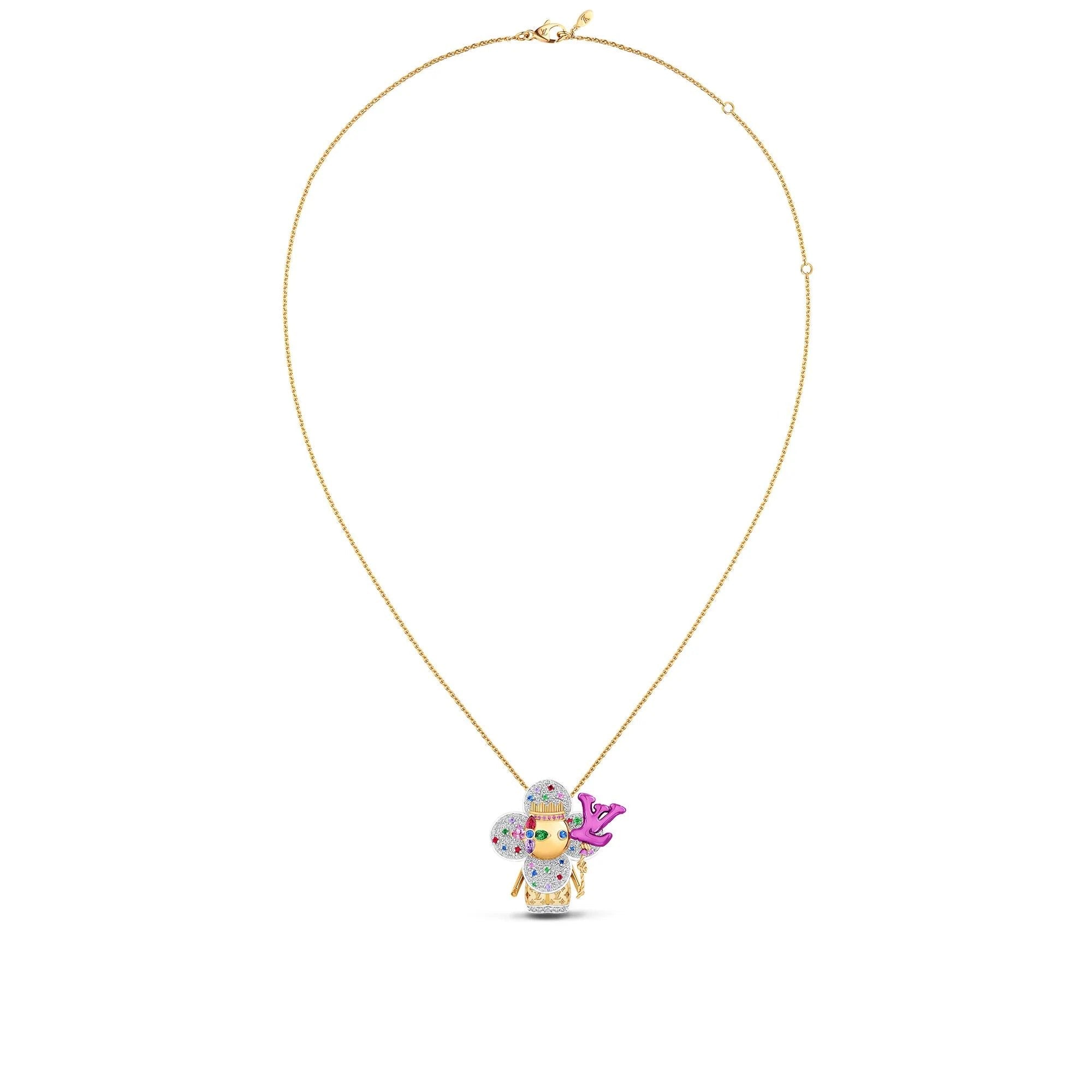 Vivienne Celebration Pendant, Yellow Gold, White Gold, Titanium, Diamonds and Colored Gemstones