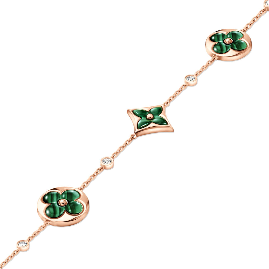 Color Blossom Bb Multi-Motif Bracelet, Pink Gold, Malachite And Diamonds