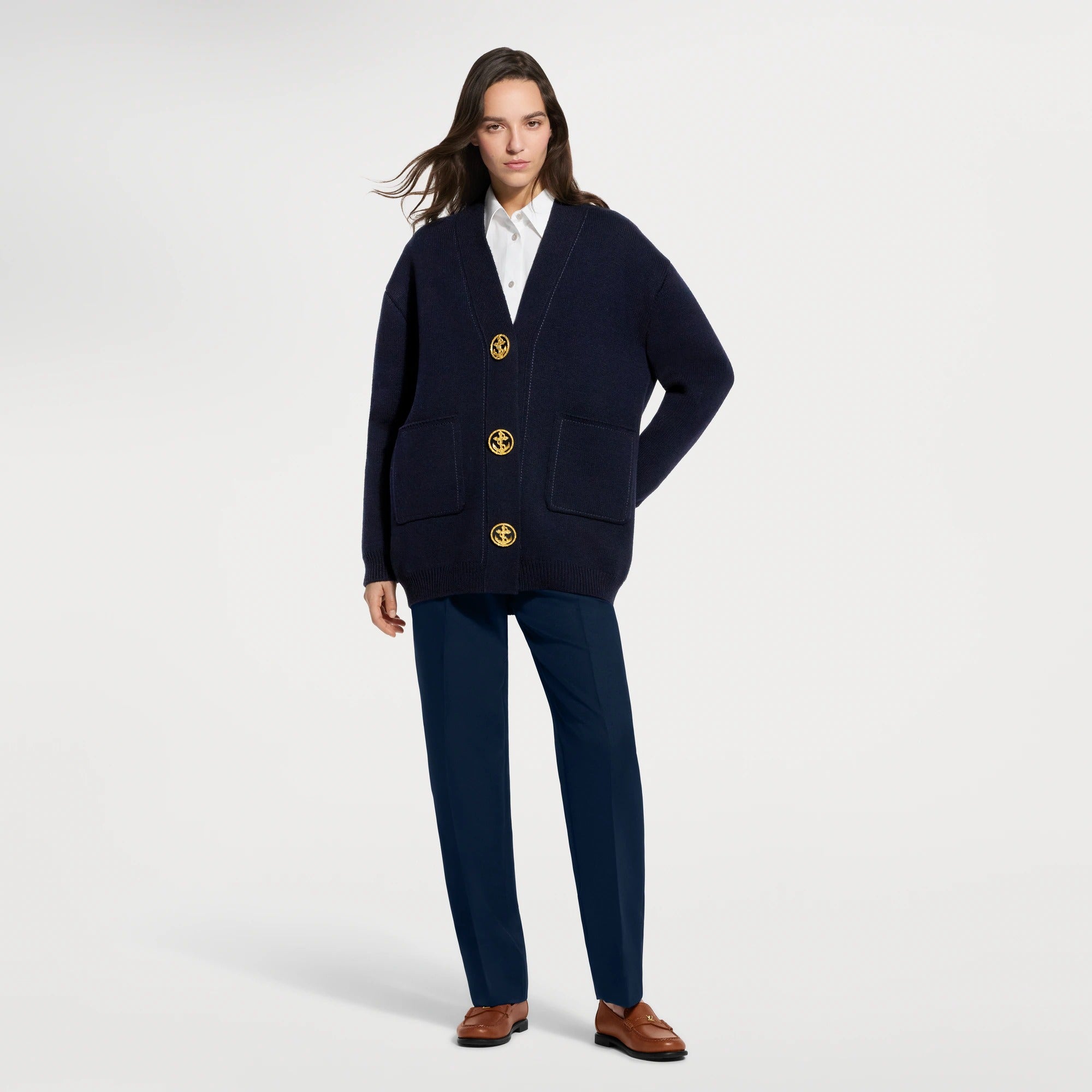 Anchor Button Oversized Cardigan