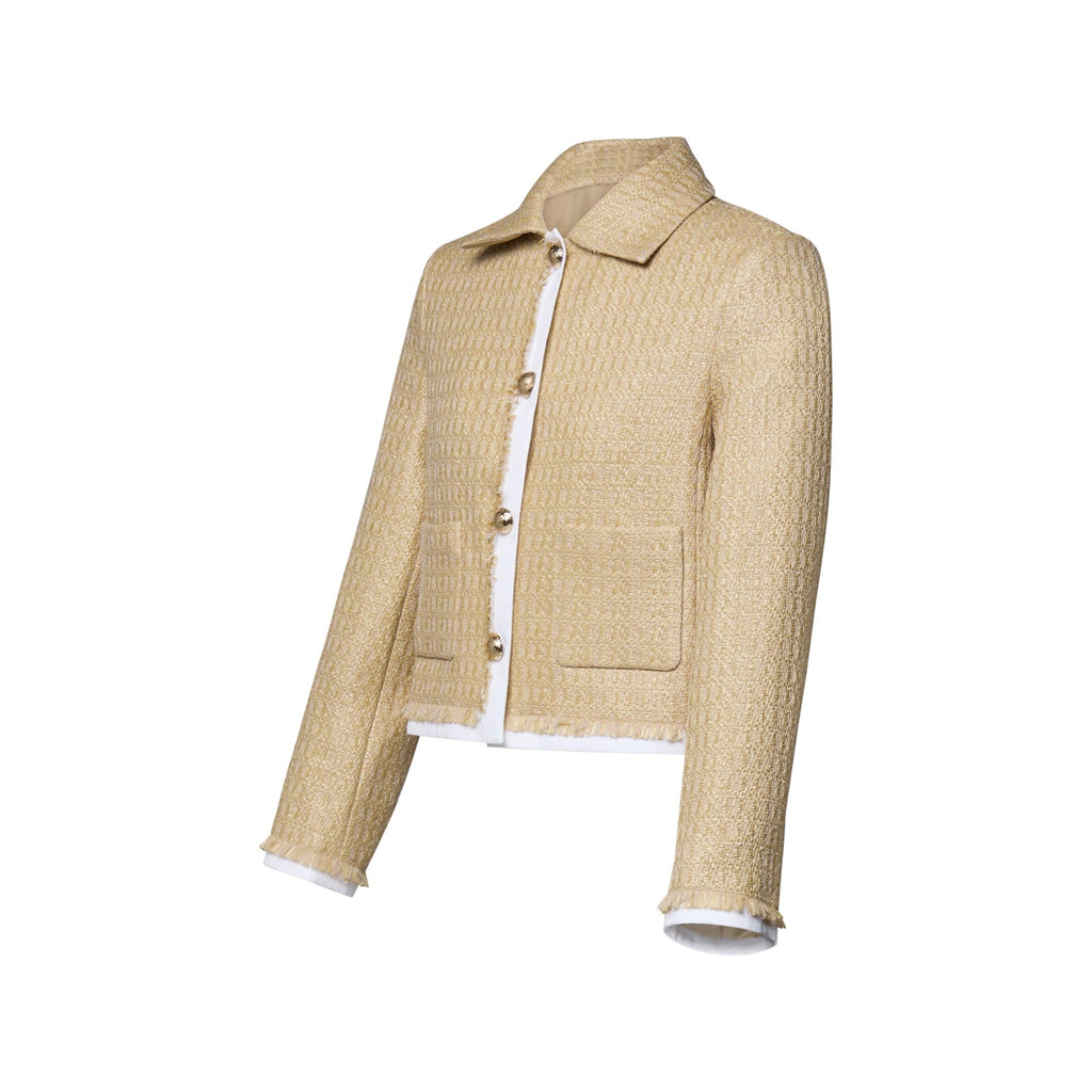 Woven-Effect Tweed Tailored Jacket