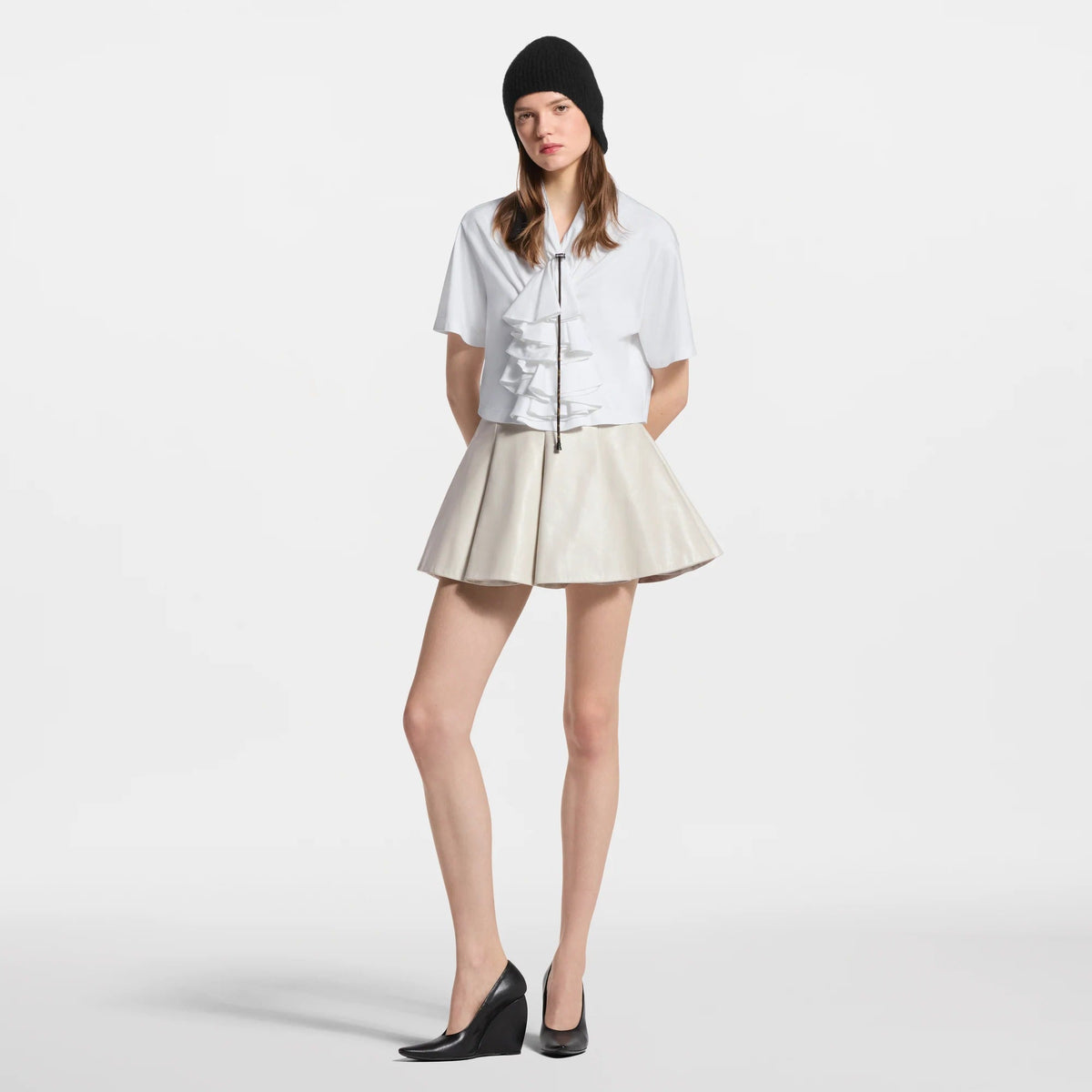 Gathered Ruffle Crop Top