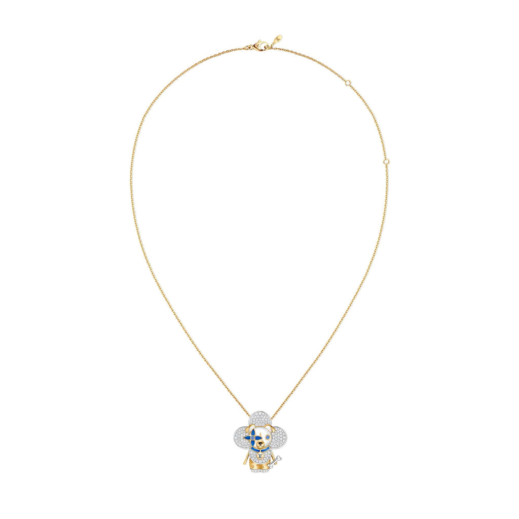 Vivienne Dog Pendant, Yellow Gold, White Gold, Lacquer, Diamonds & Colored Gemstones