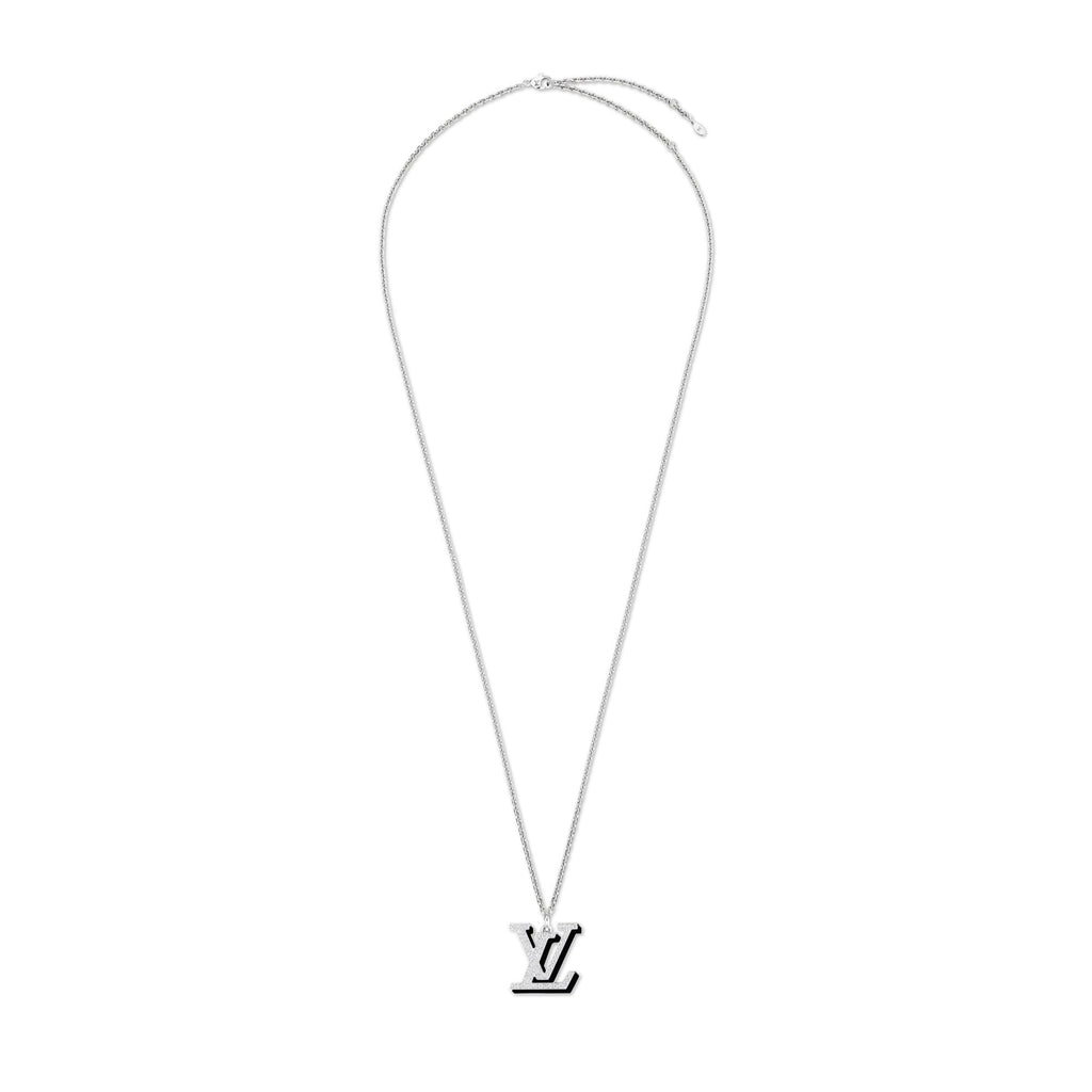 LV Large Pendant, White Gold, Diamonds and Black Lacquer