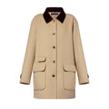 Contrast Collar Button-Up Coat