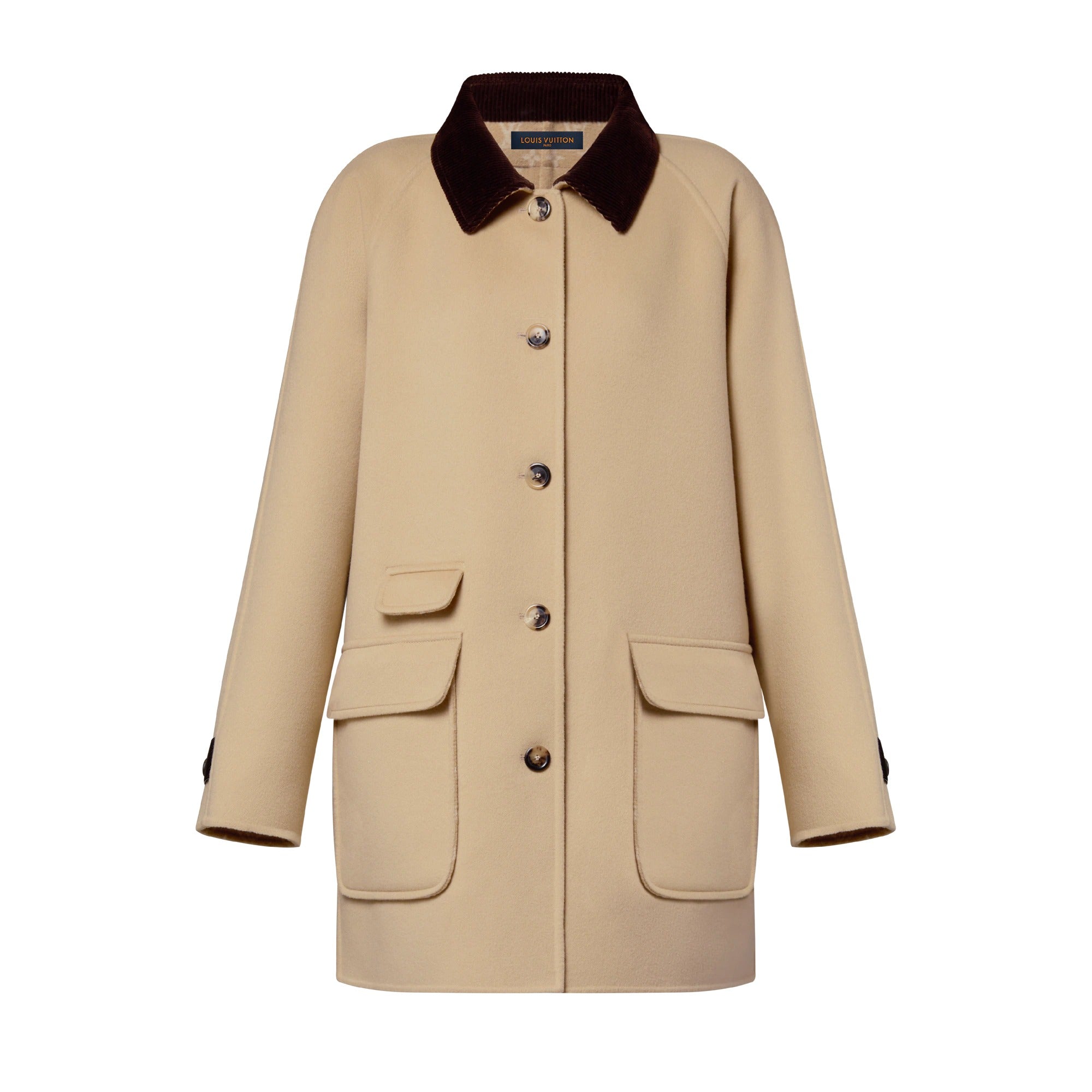 Contrast Collar Button-Up Coat