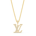 LV Medium Pendant, Yellow Gold And Diamonds