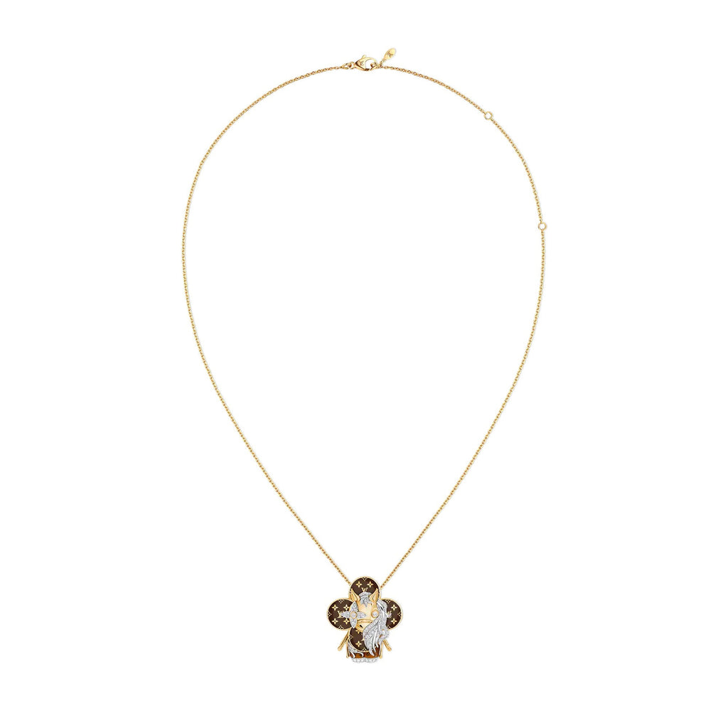 Vivienne Horse Pendant, Yellow Gold, White Gold, Lacquer & Diamonds
