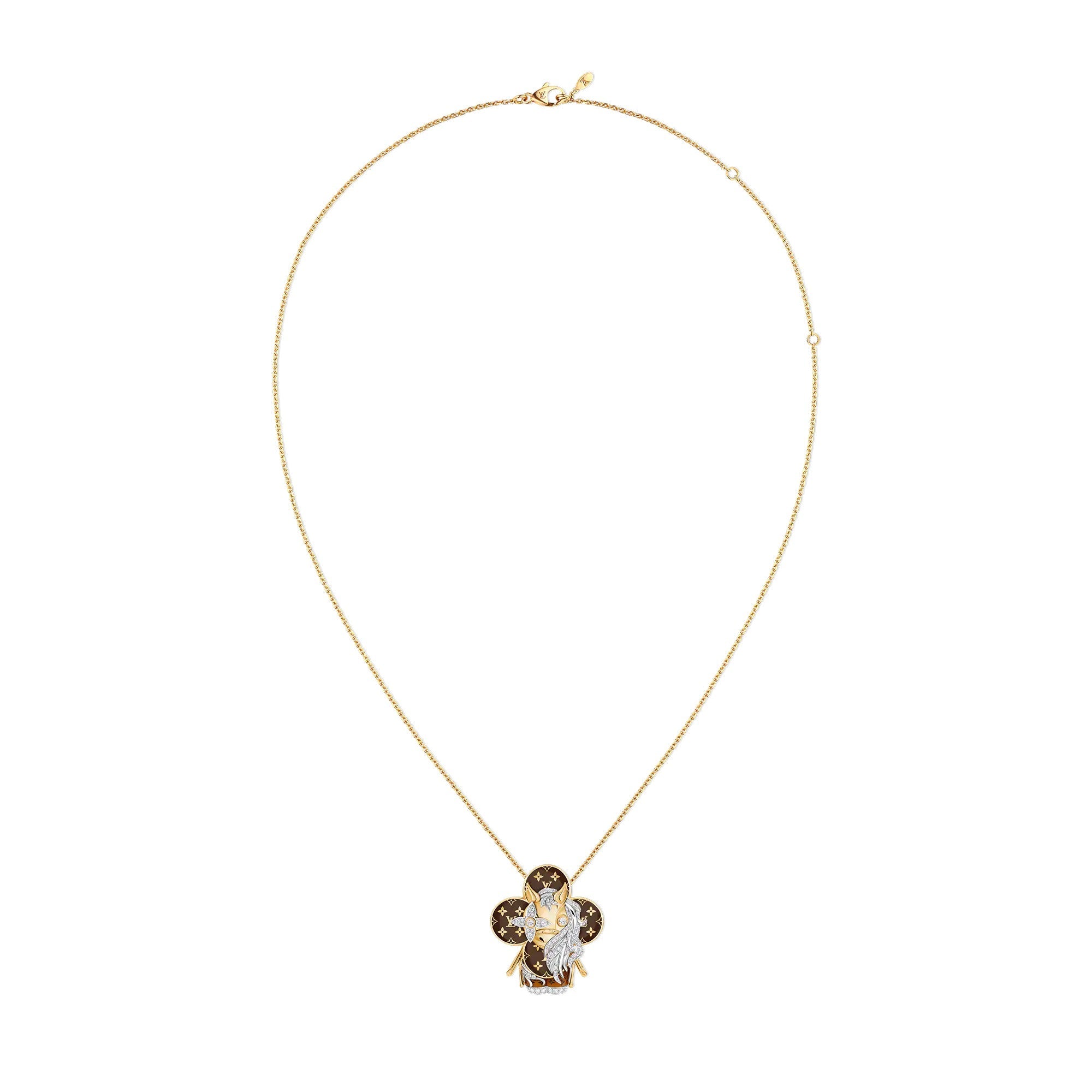 Vivienne Horse Pendant, Yellow Gold, White Gold, Lacquer & Diamonds