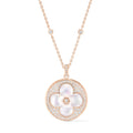 Color Blossom XL Sun Pendant, Pink Gold, White Mother-of-Pearl and Diamonds