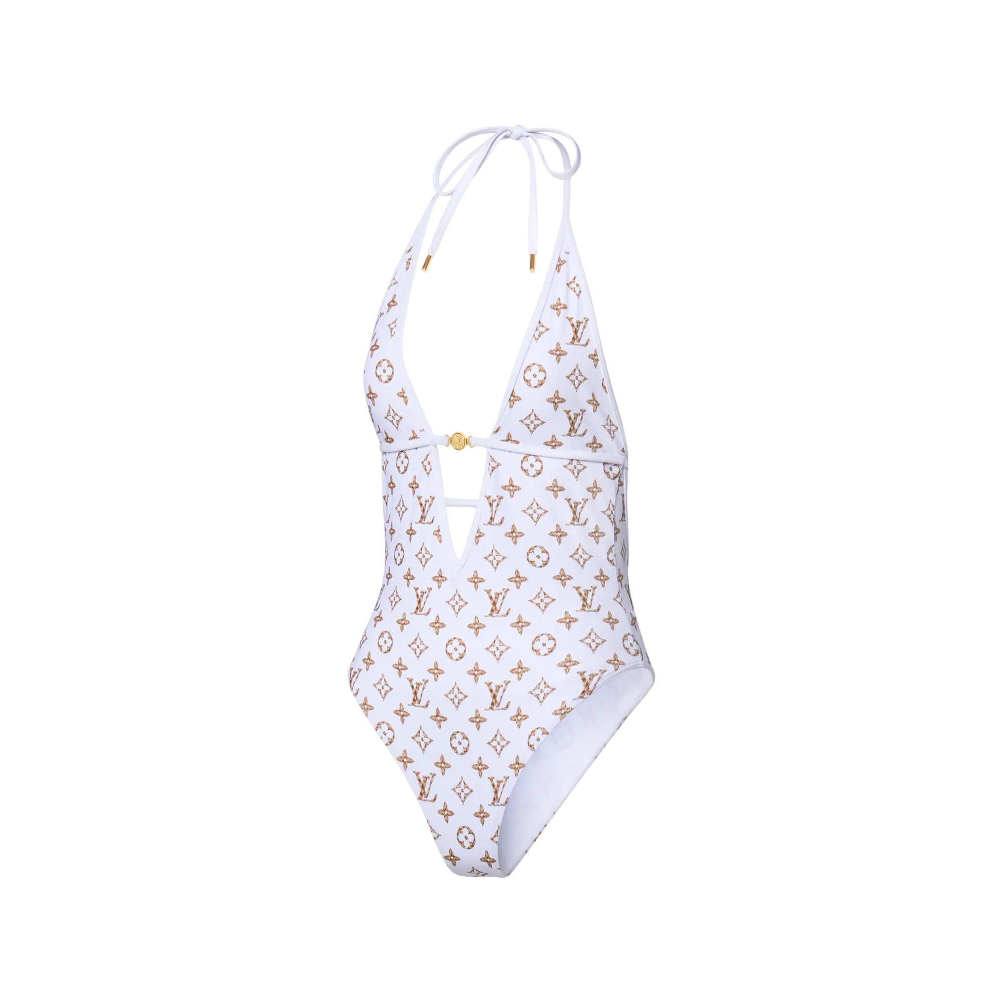 Woven Monogram Print Swimsuit