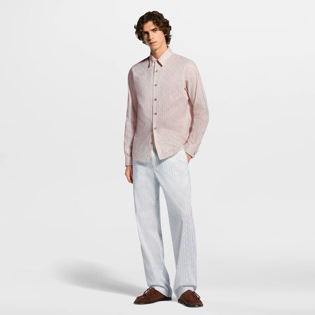 Monogram Striped Casual Drawstring Pants