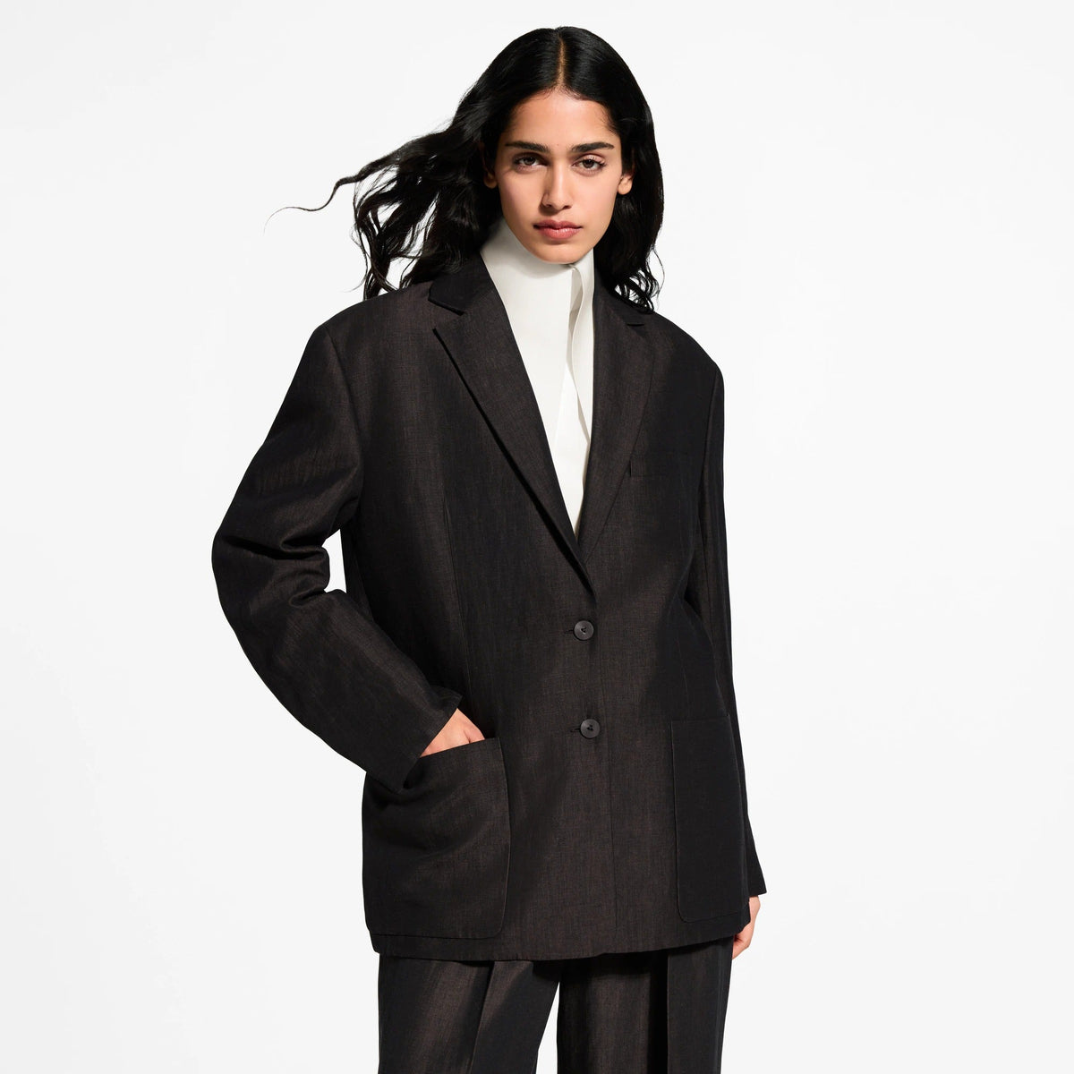 Oversized Wool-Linen Blazer