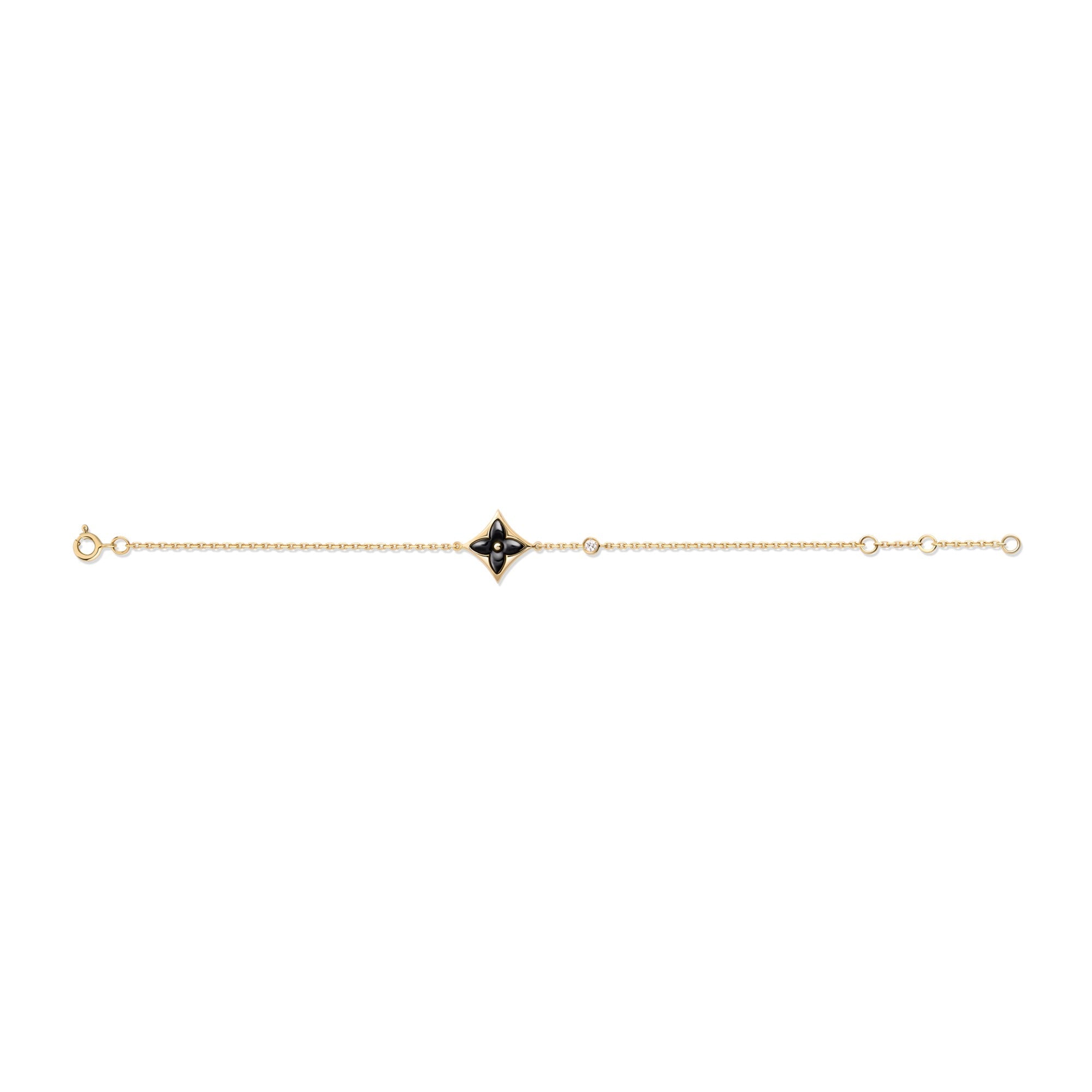 Color Blossom Bb Star Bracelet, Yellow Gold, Onyx And Diamond
