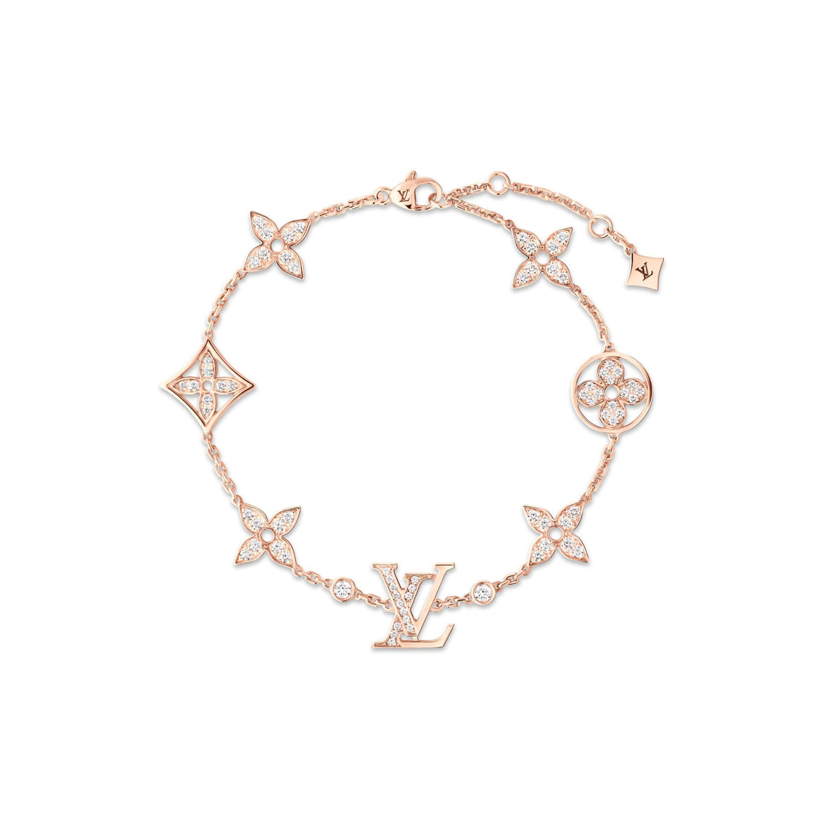 Idylle Blossom Multi-Motif Bracelet, Pink Gold and Diamonds