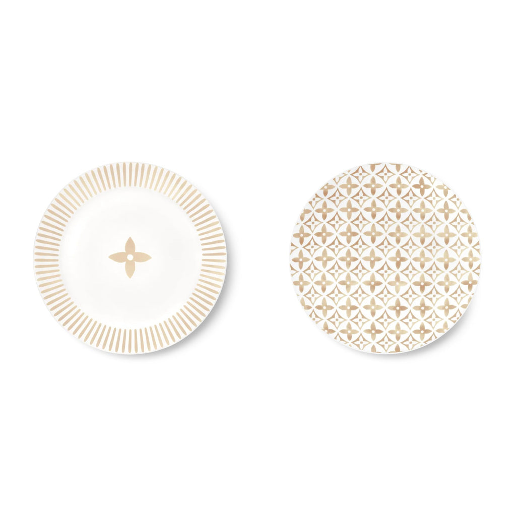 Set Of 2 Side Plates Monogram Flower Tile
