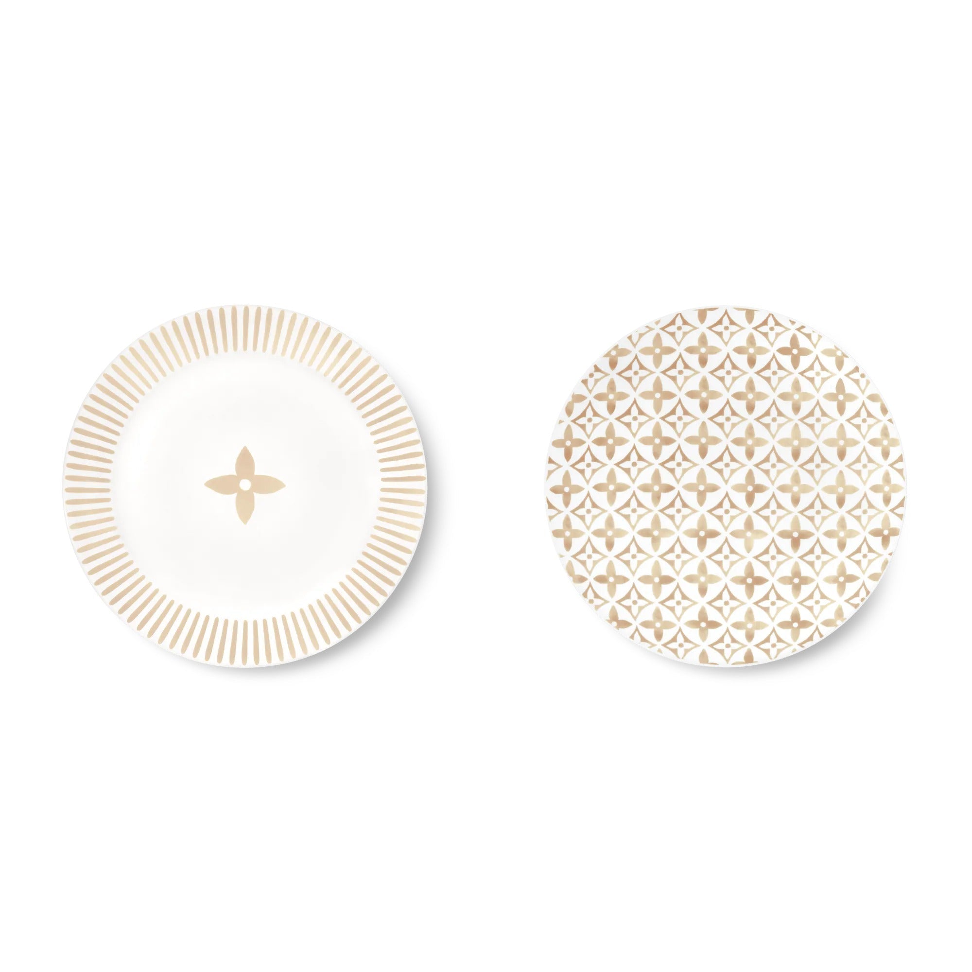 Set Of 2 Side Plates Monogram Flower Tile