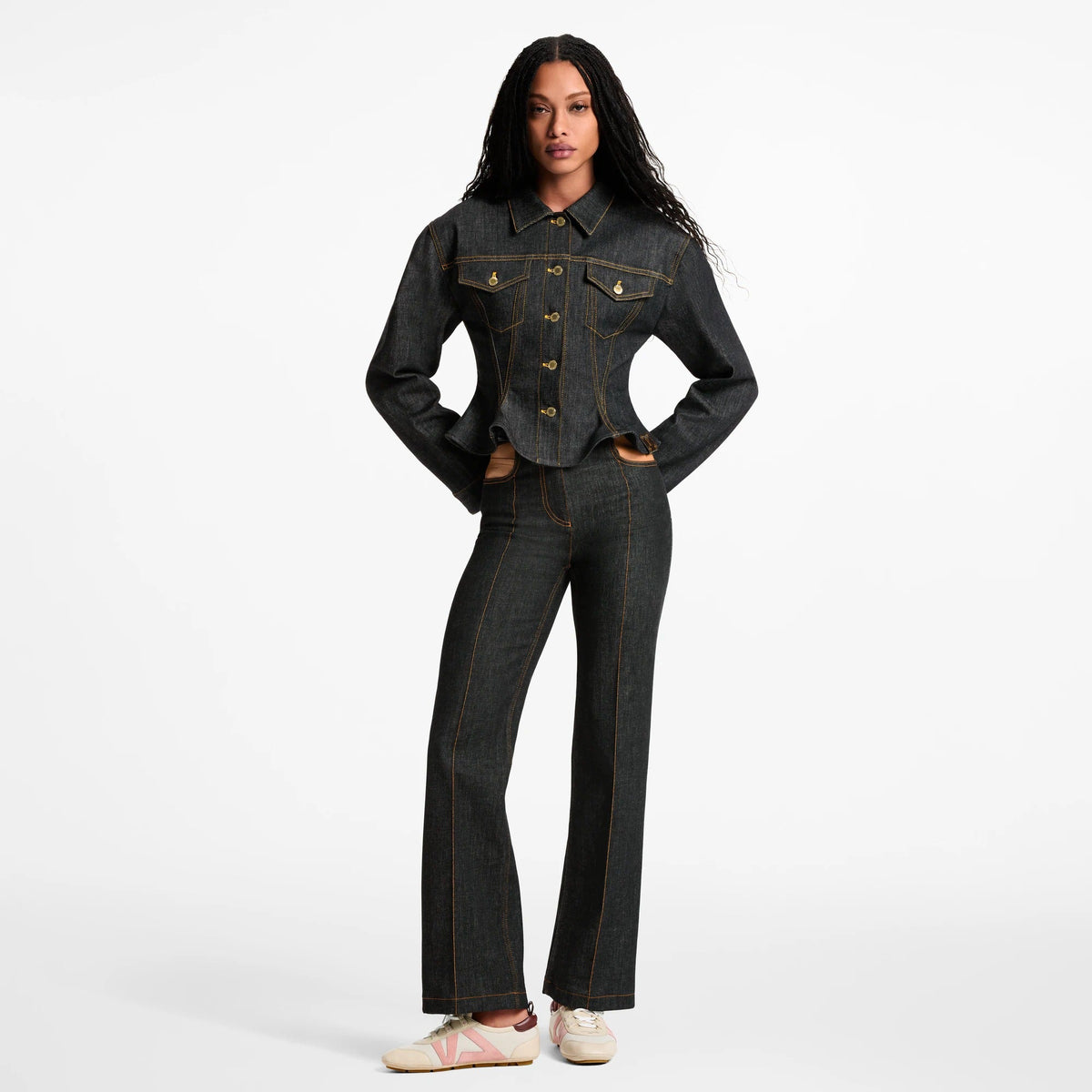 Fluted Denim Jacket