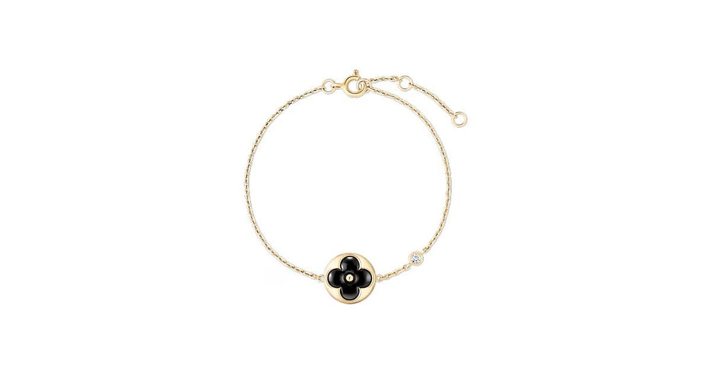 Color Blossom BB Sun Bracelet, Yellow Gold, Onyx and Diamond