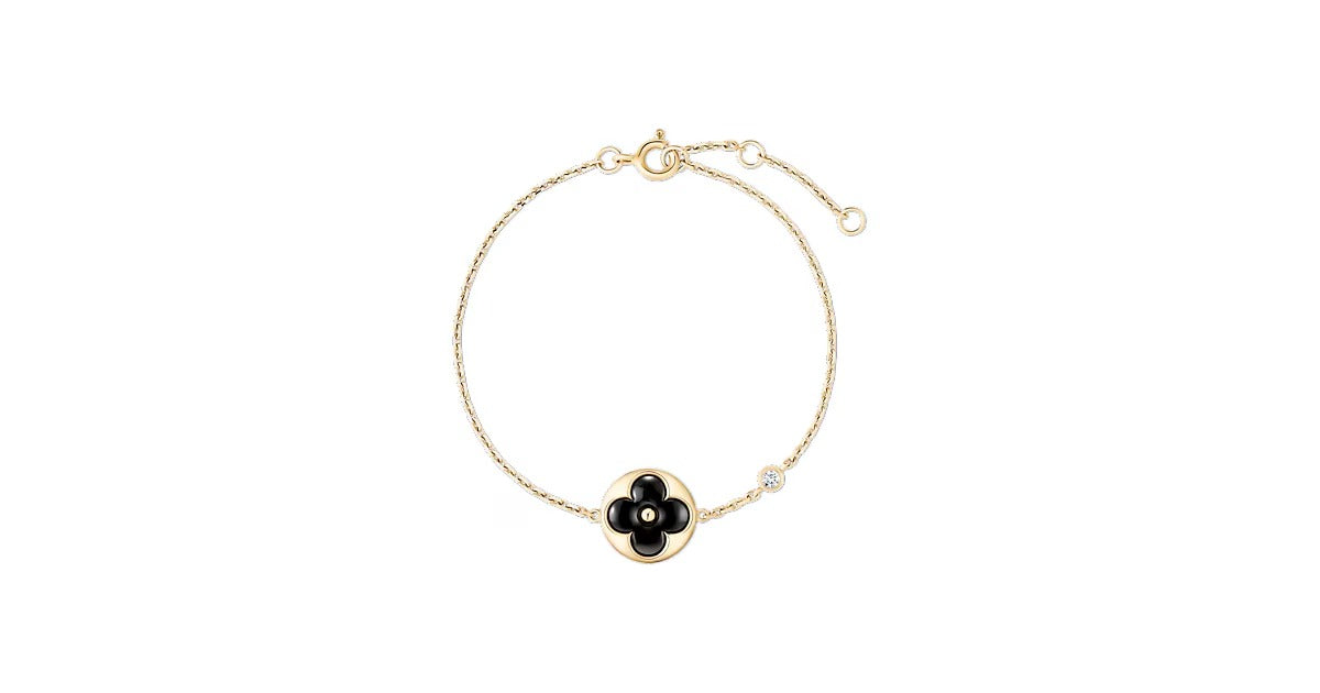 Color Blossom BB Sun Bracelet, Yellow Gold, Onyx and Diamond